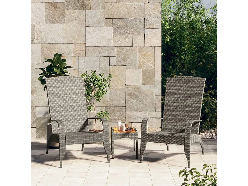 Silla de jardín Adirondack ratán sintético gris ES79647