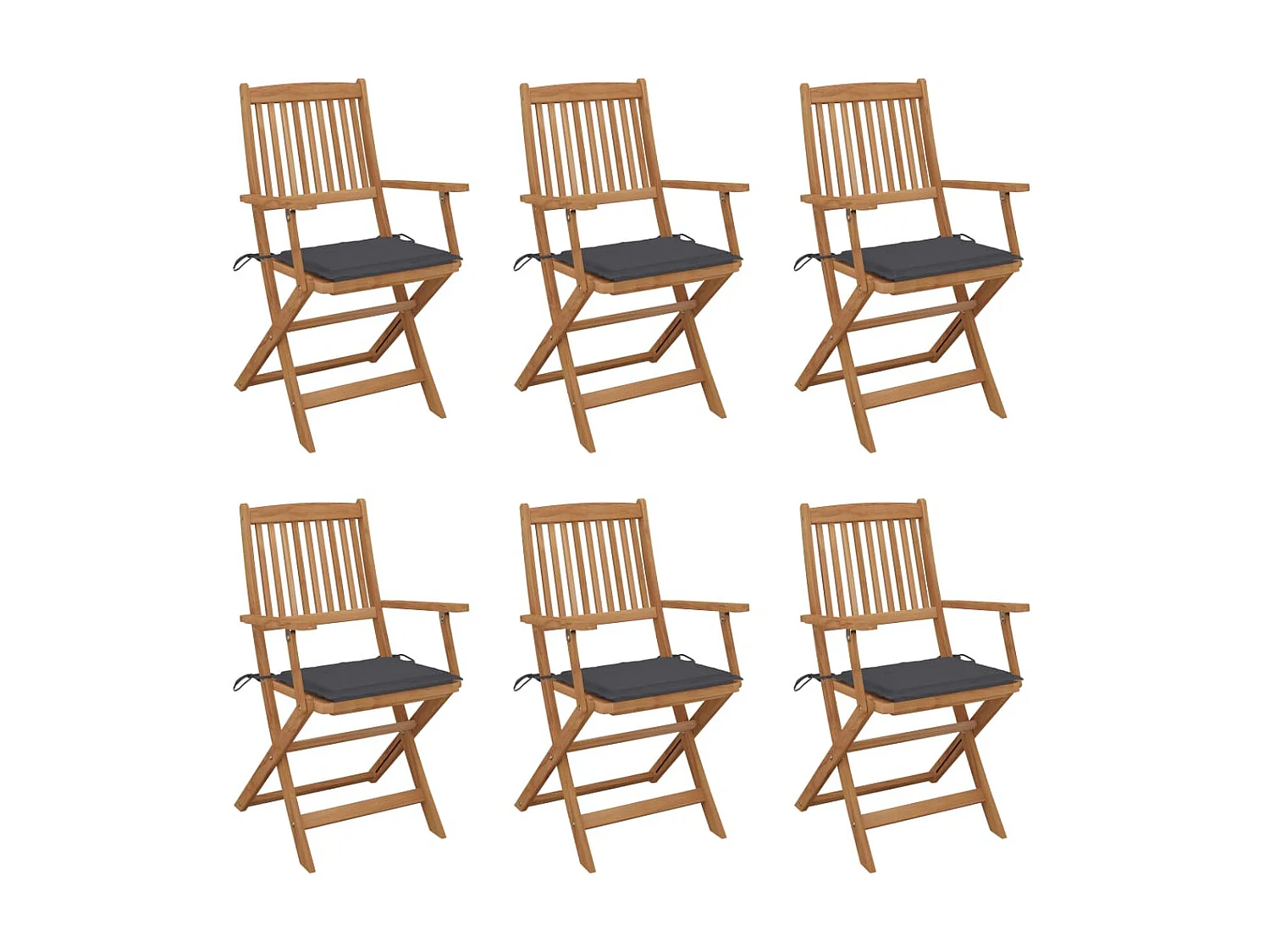 Chaises pliables de jardin 6 pcs avec coussins Bois d'acacia SEF57351