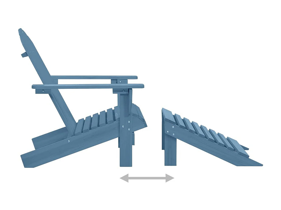 Tuinstoel Adirondack met voetenbank massief vurenhout blauw NL202889