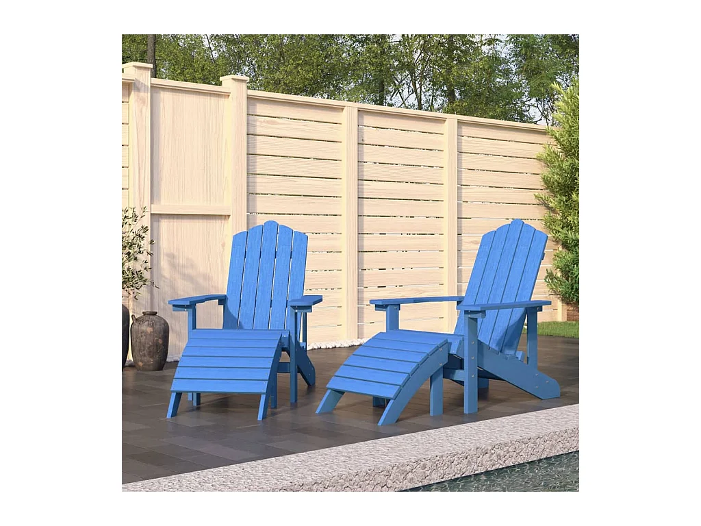 Chaises de jardin Adirondack 2 pcs avec repose-pieds PEHD Bleu SEF79308