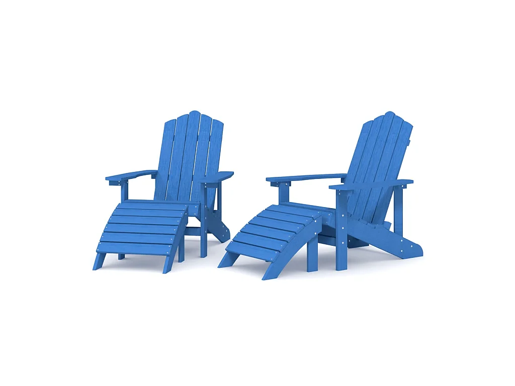 Chaises de jardin Adirondack 2 pcs avec repose-pieds PEHD Bleu SEF79308