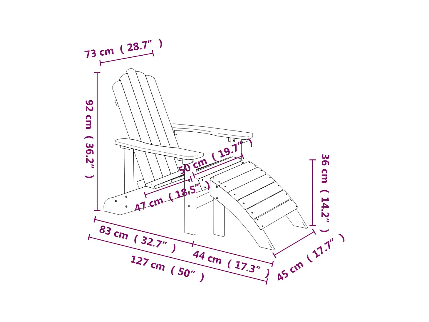 Chaises de jardin Adirondack 2 pcs avec repose-pieds PEHD Bleu SEF79308
