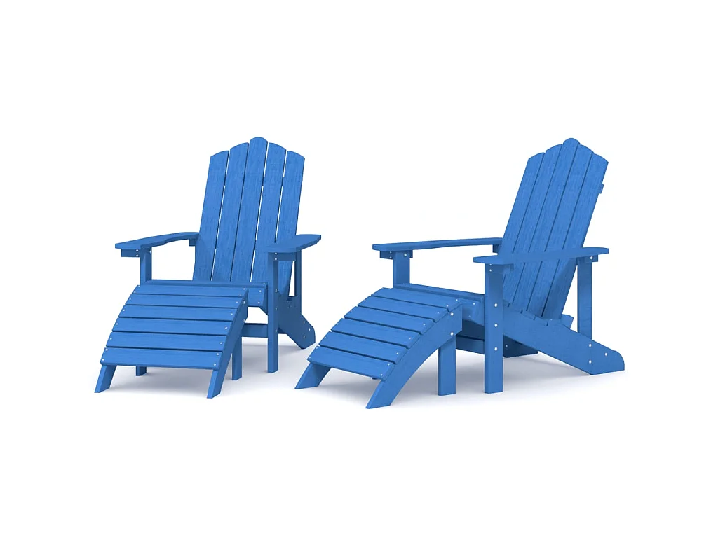 Chaises de jardin Adirondack 2 pcs avec repose-pieds PEHD Bleu SEF79308