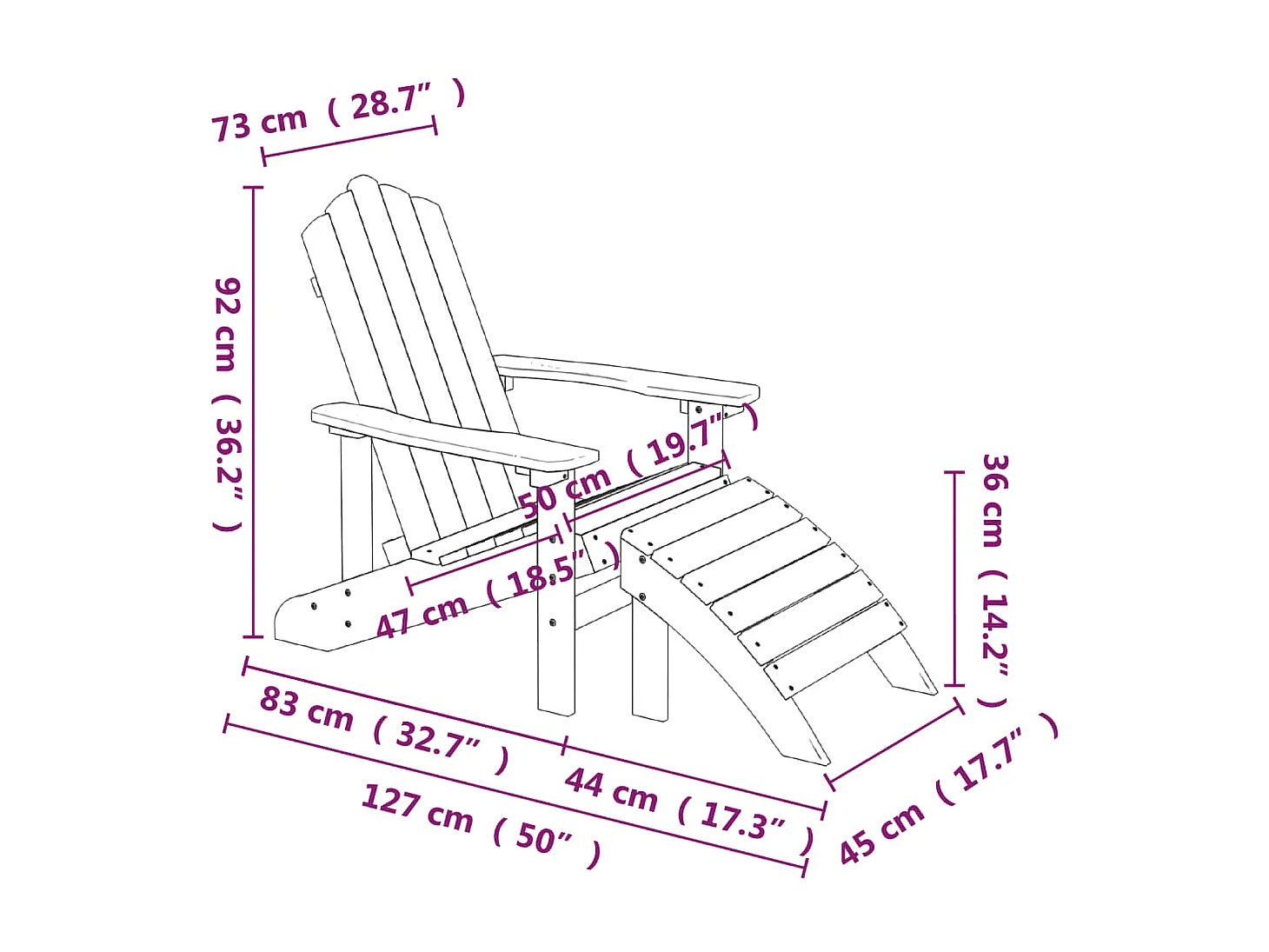 Chaises de jardin Adirondack 2 pcs avec repose-pieds PEHD Bleu SEF79308