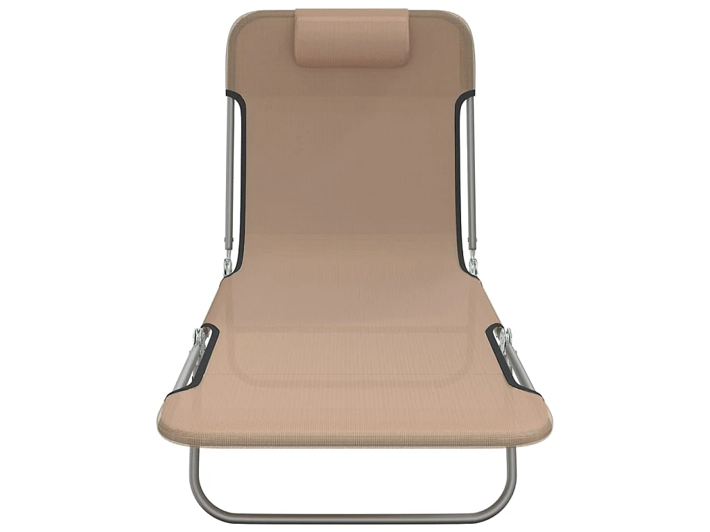 Chaises longues pliables 2 pcs taupe textilène et acier PEWV47948