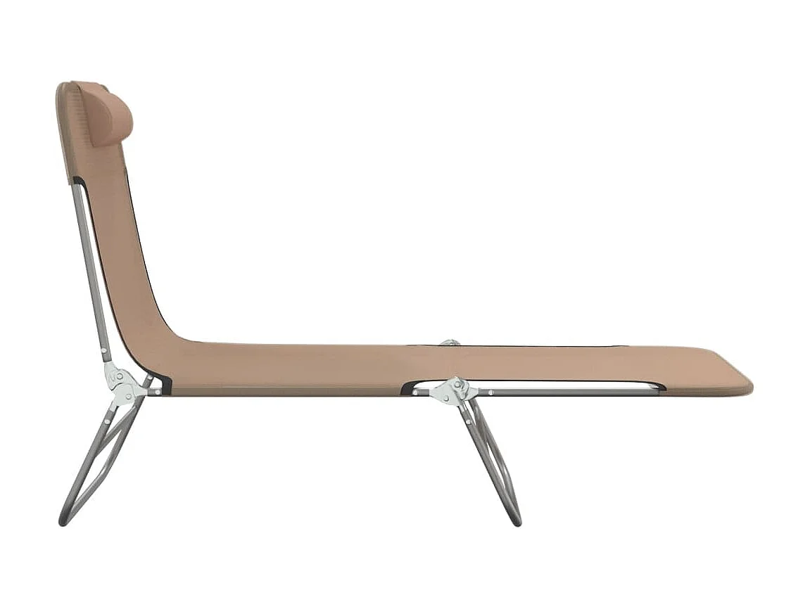 Chaises longues pliables 2 pcs taupe textilène et acier PEWV47948