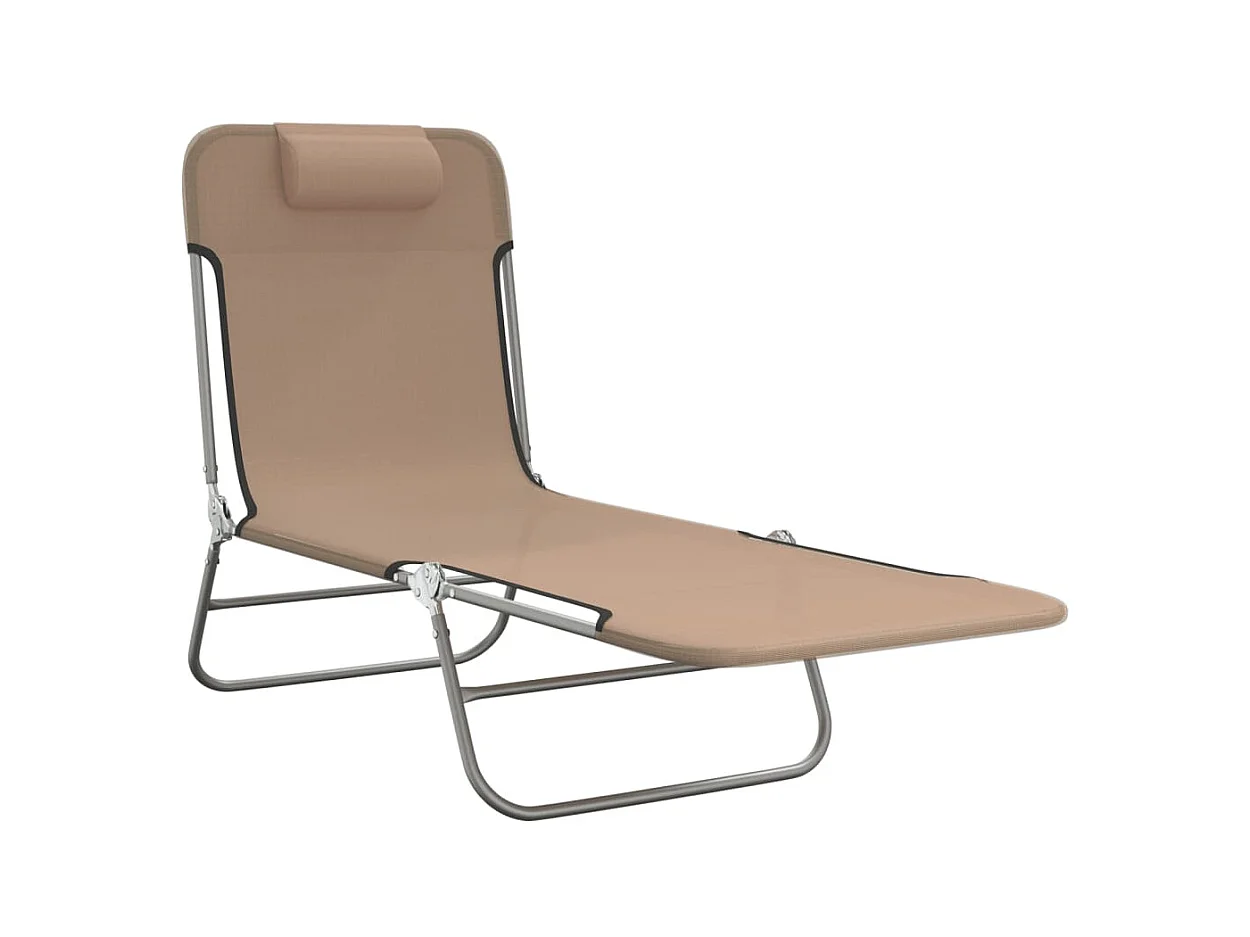 Tumbonas plegables 2 uds acero y textilene gris taupe ES68824