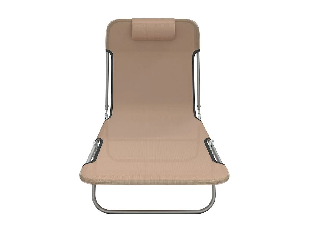 Tumbonas plegables 2 uds acero y textilene gris taupe ES68824