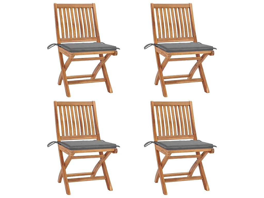 Chaises pliables de jardin avec coussins 4 pcs Teck solide SEF28490
