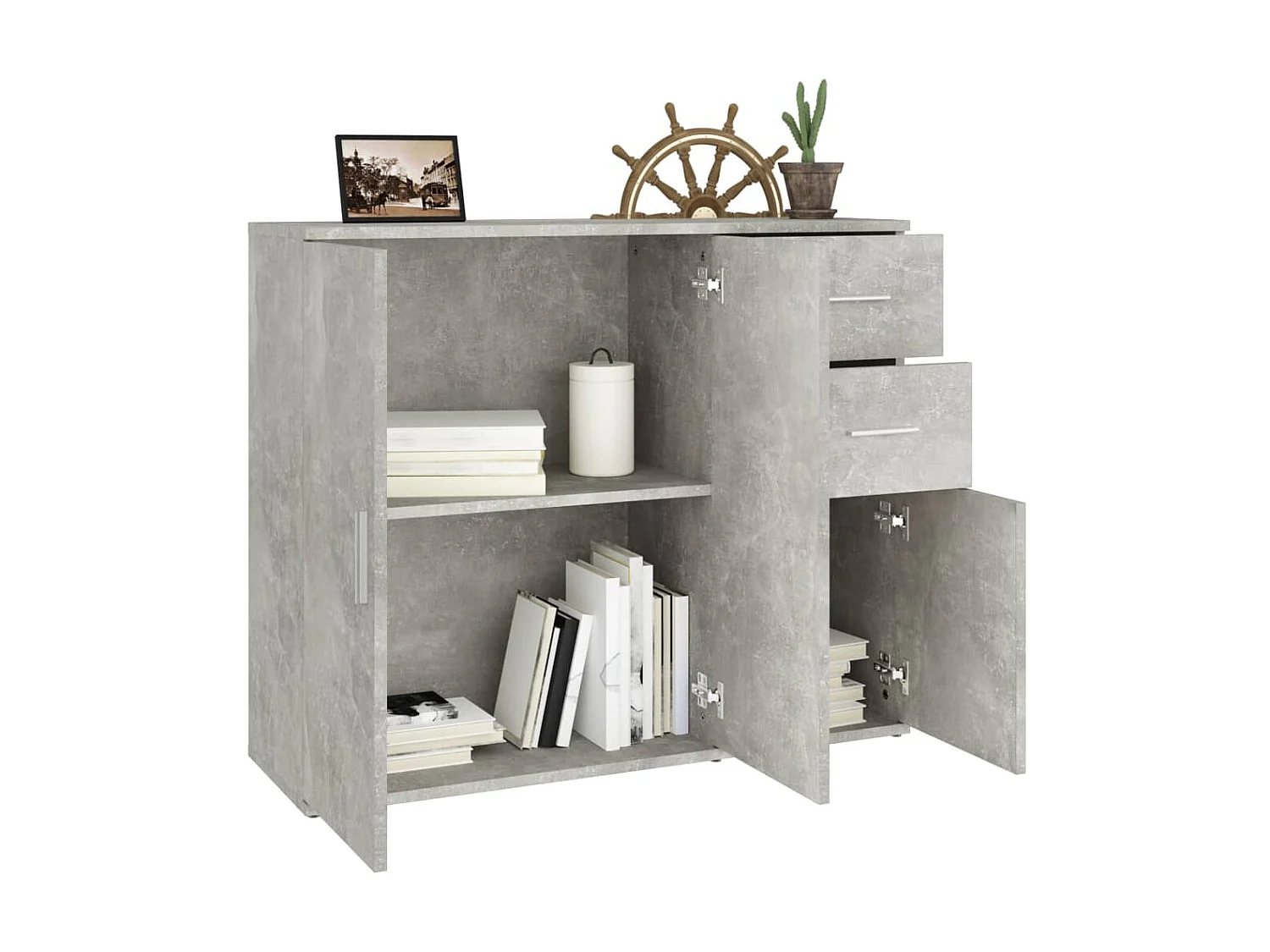 Sideboard Lowboard - Betongrau 91x29,5x75cm Holzwerkstoff -RM95323