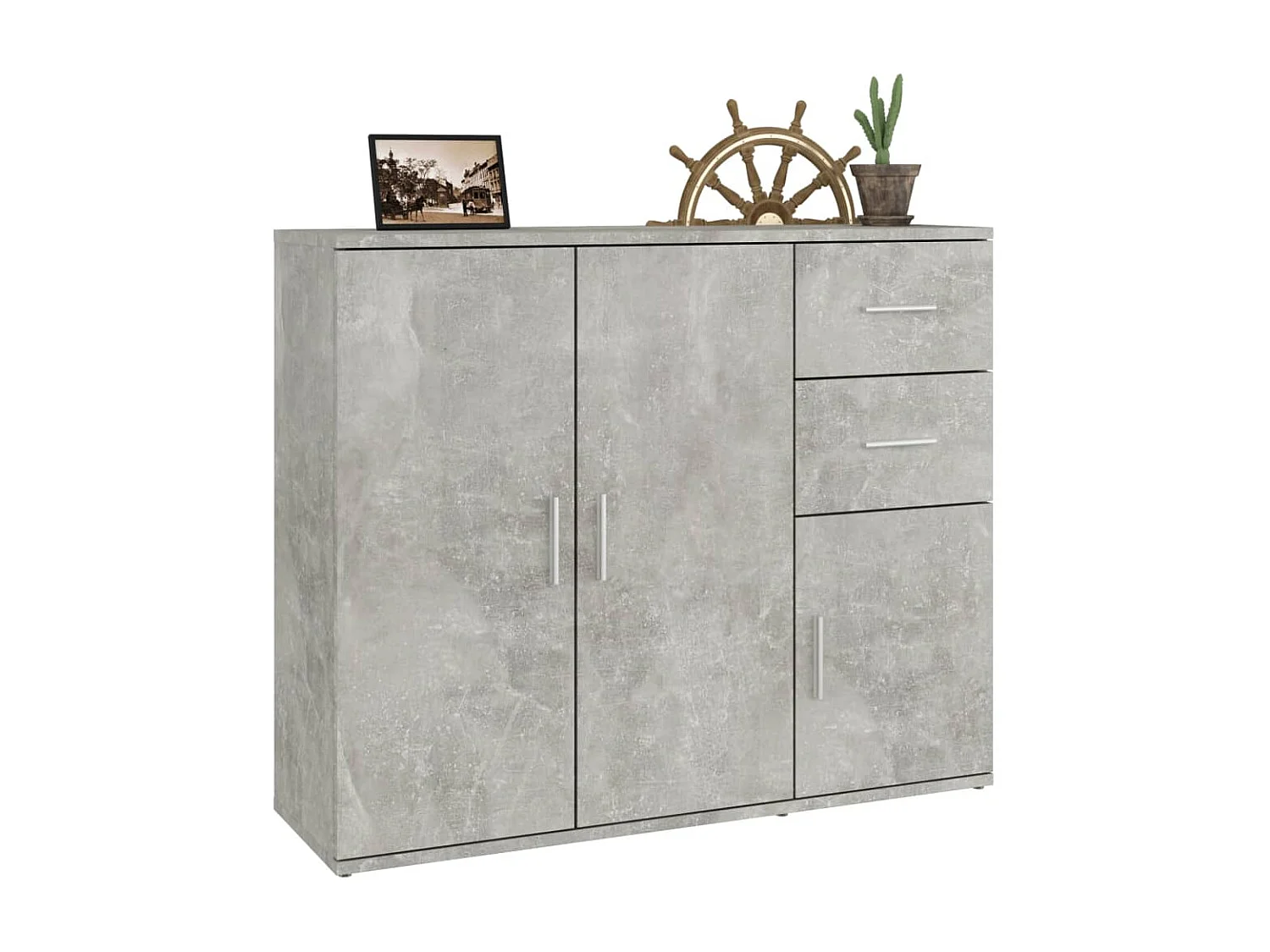 Sideboard Lowboard - Betongrau 91x29,5x75cm Holzwerkstoff -RM95323
