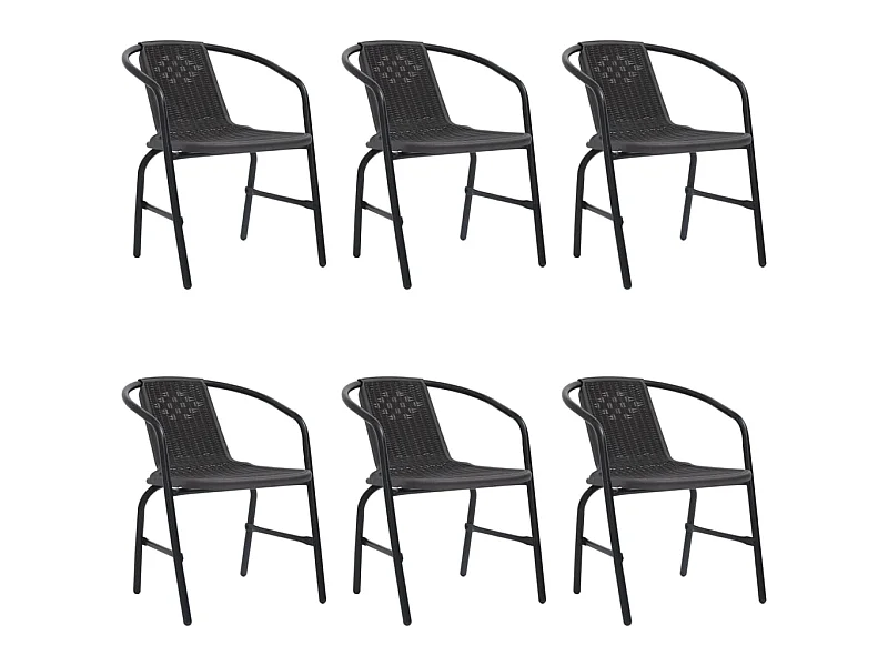 Chaises de jardin 6 pcs Rotin plastique et acier 110 kg SEF89756