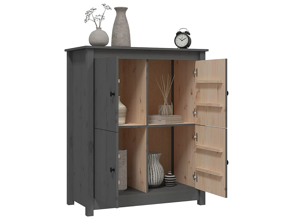 Sideboard Grau - Lowboard 83x41,5x100 cm Massivholz Kiefer -RM21604