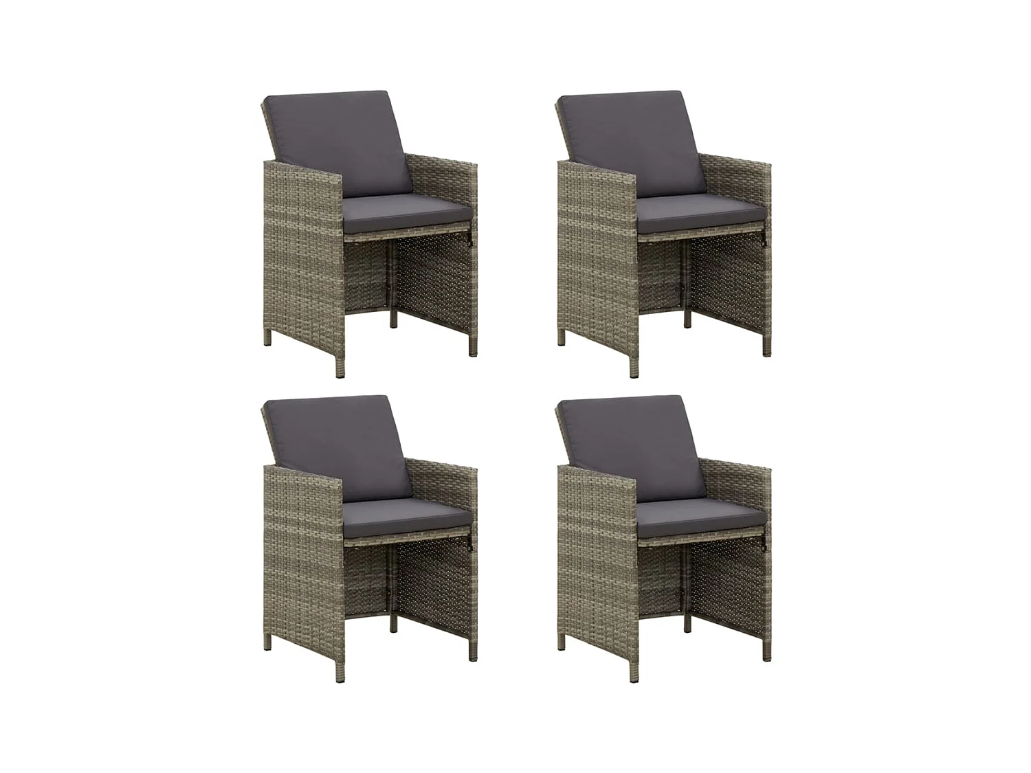 Chaises de jardin avec coussins 4 pcs Résine tressée Gris SEF67144
