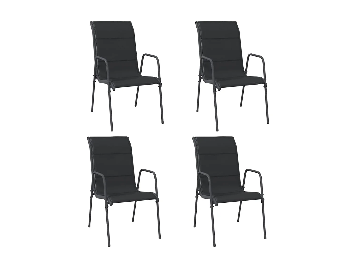 Chaises de jardin 4 pcs Acier et textilène Noir SEF30176