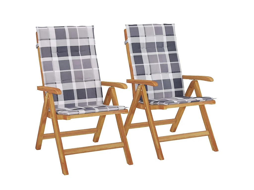 Cadeiras de jardim reclináveis c/ almofadões 2 pcs teca maciça PT833869
