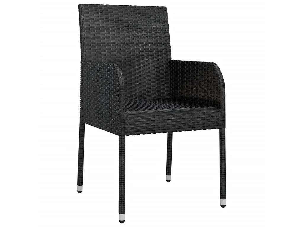 Tuinstoelen 4 st met kussens poly rattan zwart NL44022