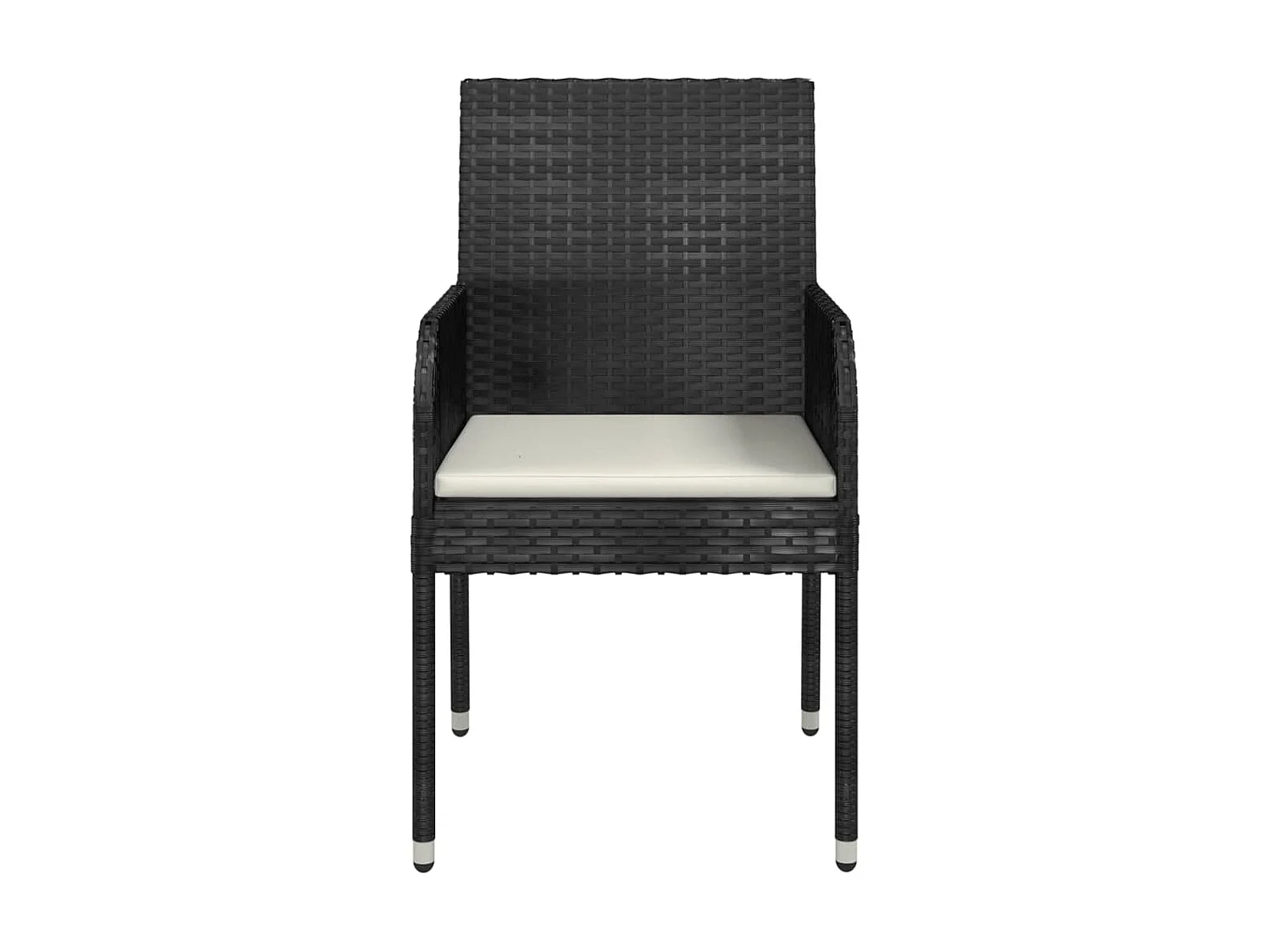 Tuinstoelen 4 st met kussens poly rattan zwart NL44022