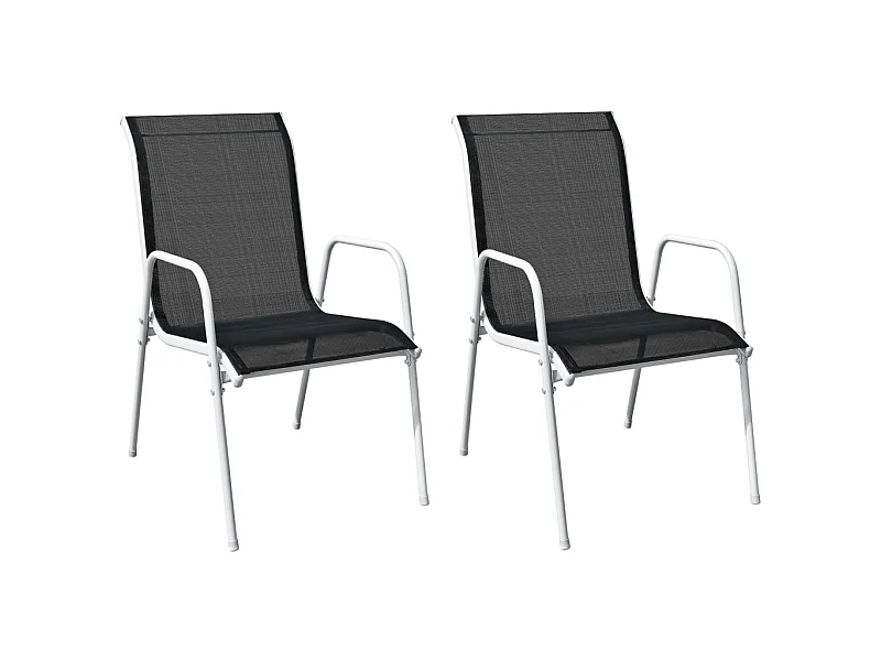 Cadeiras de jardim empilháveis 2 pcs aço e textilene preto PT136706
