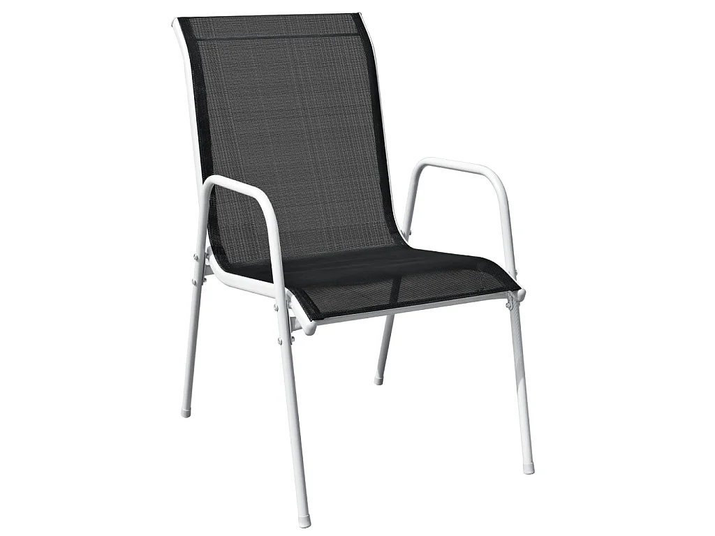 Cadeiras de jardim empilháveis 2 pcs aço e textilene preto PT136706