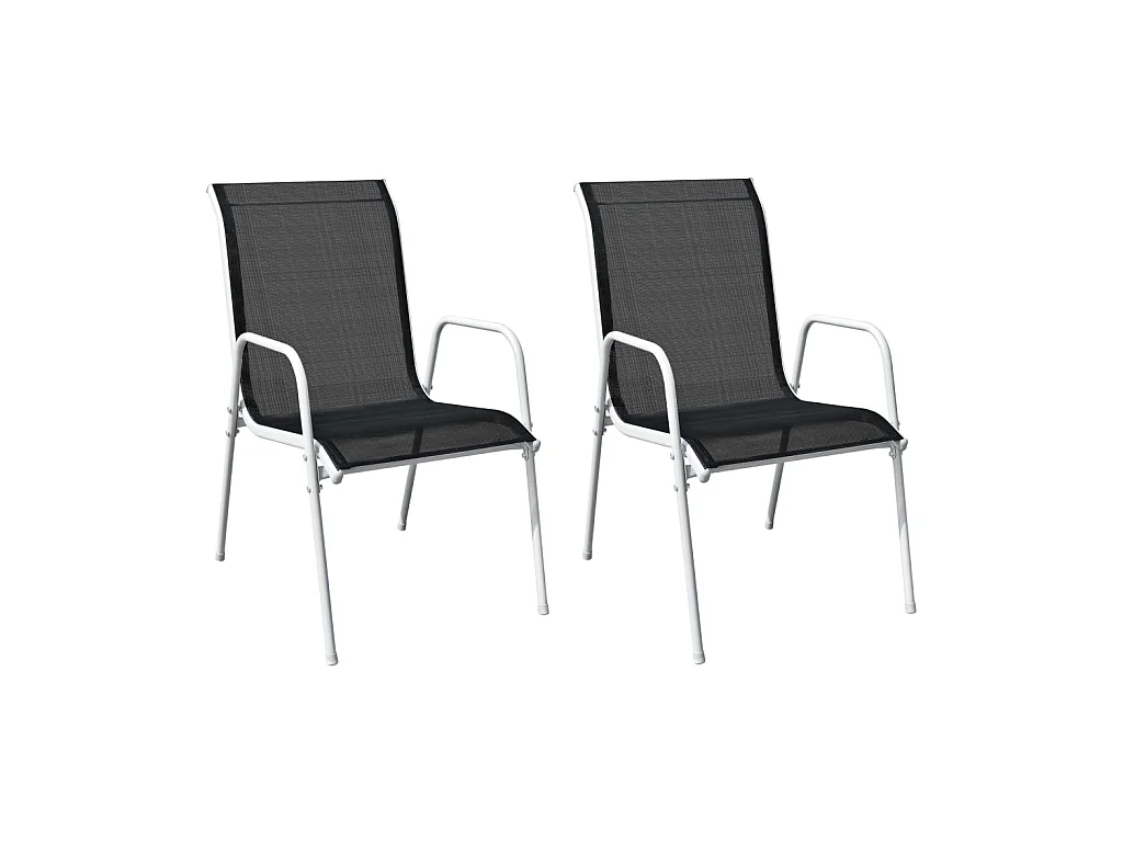 Chaises empilables de jardin 2 pcs Acier et textilène Noir SEF31750
