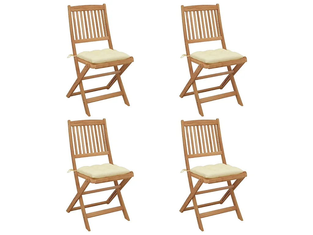 Chaises pliables de jardin 4 pcs avec coussins Bois d'acacia SEF11420