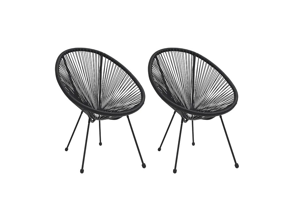 Chaises de jardin en forme de lune 2 pcs Rotin Noir SEF94428