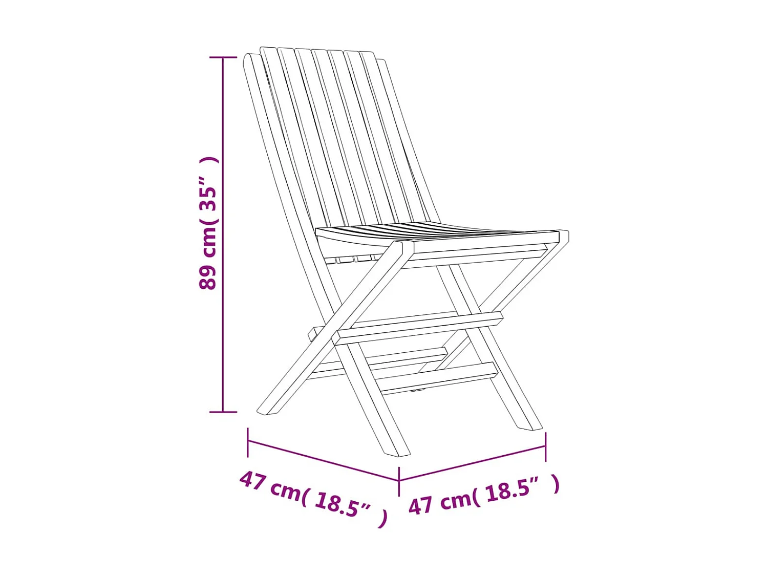Sillas de jardín plegables 4 uds madera maciza teca 47x47x89 cm ES20785