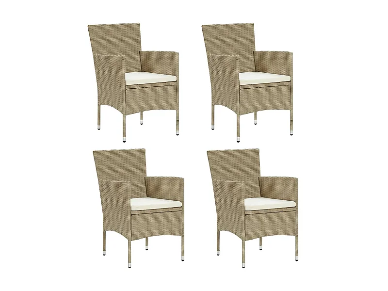 Chaises de salle à manger de jardin 4 pcs Résine tressée Beige SEF70726