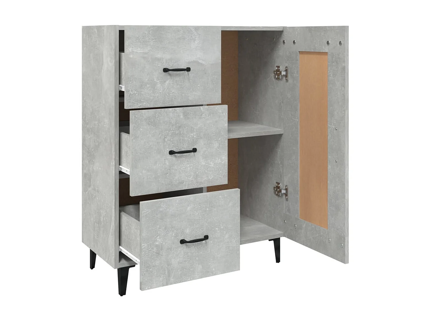 Sideboard Lowboard - Betongrau 69,5x34x90 cm Holzwerkstoff -RM33369