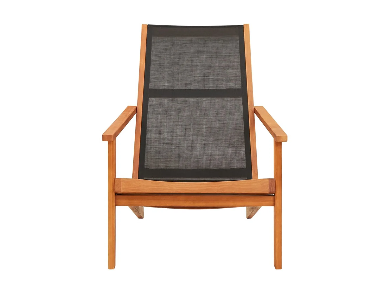 Silla de jardín madera maciza de eucalipto y textilene negro ES27385