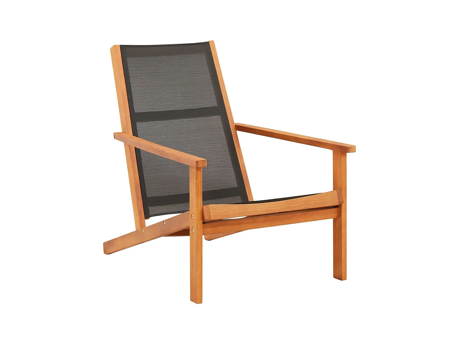 Chaise de jardin Noir Bois d'eucalyptus solide et textilène SEF97633