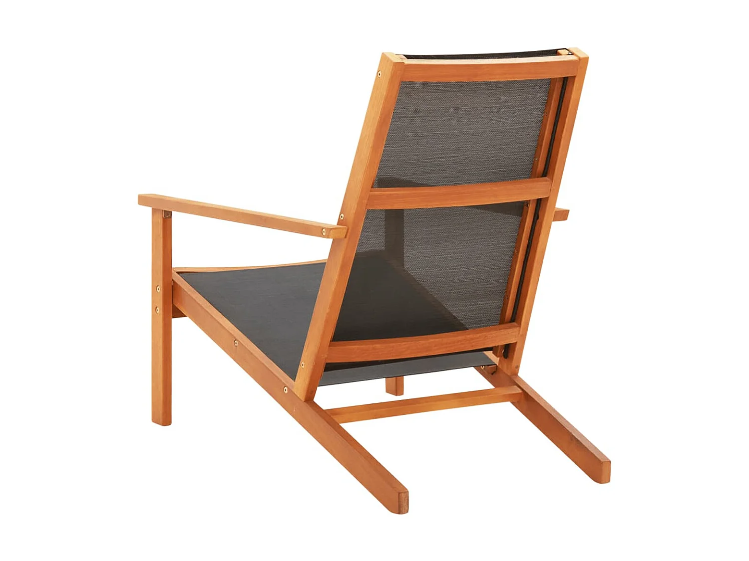 Loungestoel massief eucalyptushout en textileen zwart NL97408