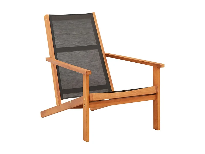 Chaise de jardin Noir Bois d'eucalyptus solide et textilène SEF97633