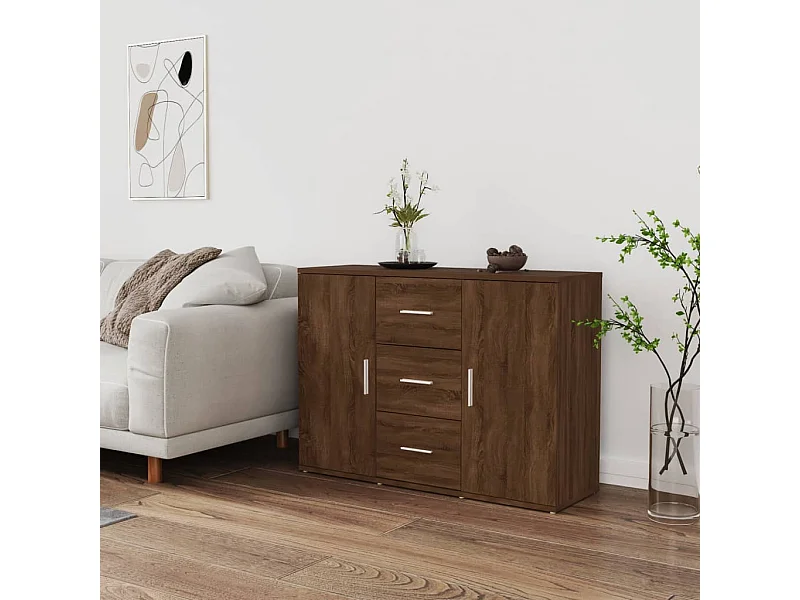 Sideboard Lowboard - Braun Eichen-Optik 91x29,5x65 cm Holzwerkstoff -RM91853