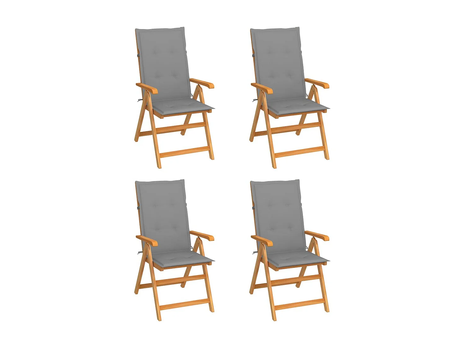 Chaises de jardin 4 pcs avec coussins gris Bois de teck massif SEF95058