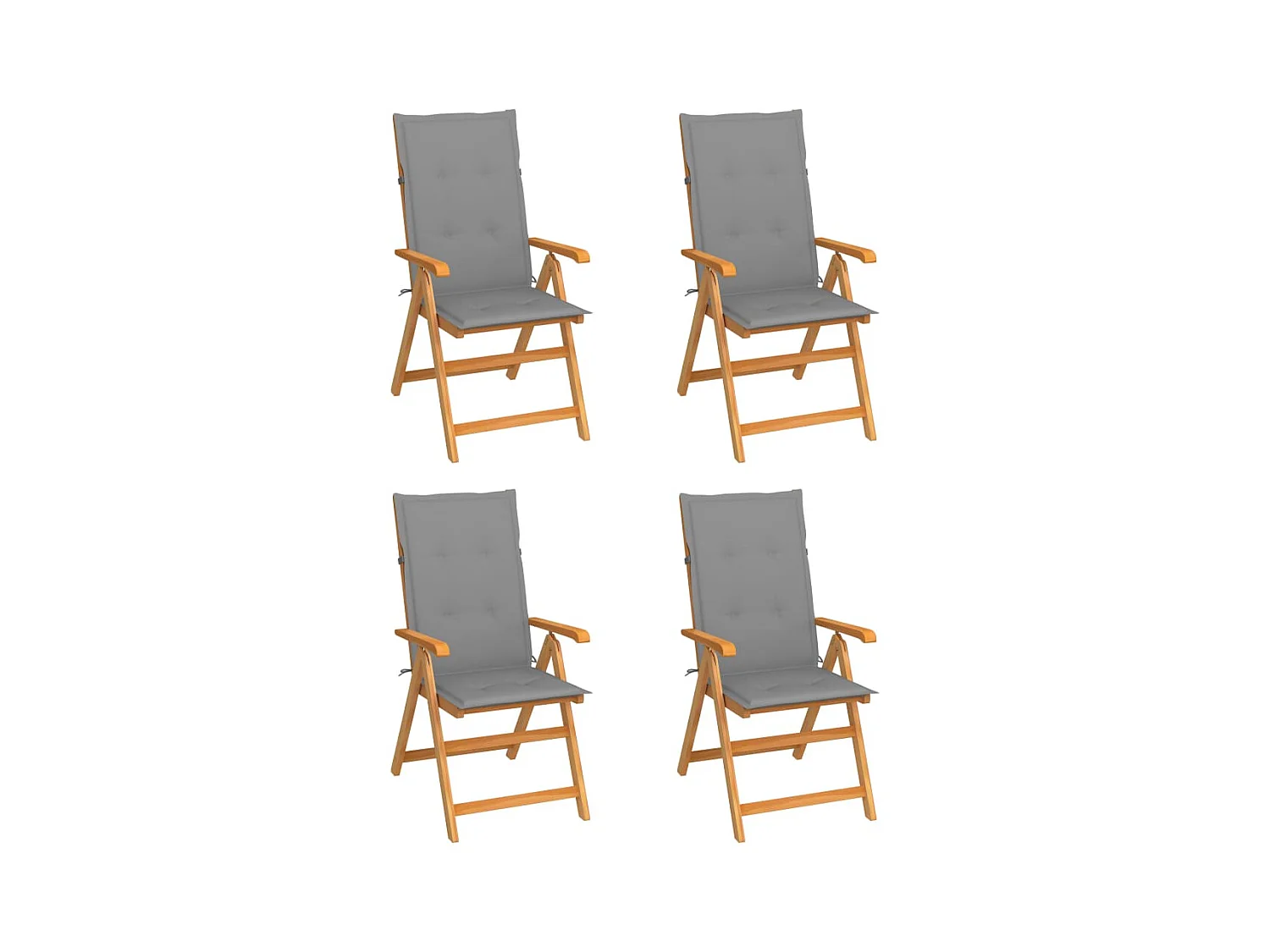 Chaises de jardin 4 pcs avec coussins gris Bois de teck massif SEF95058