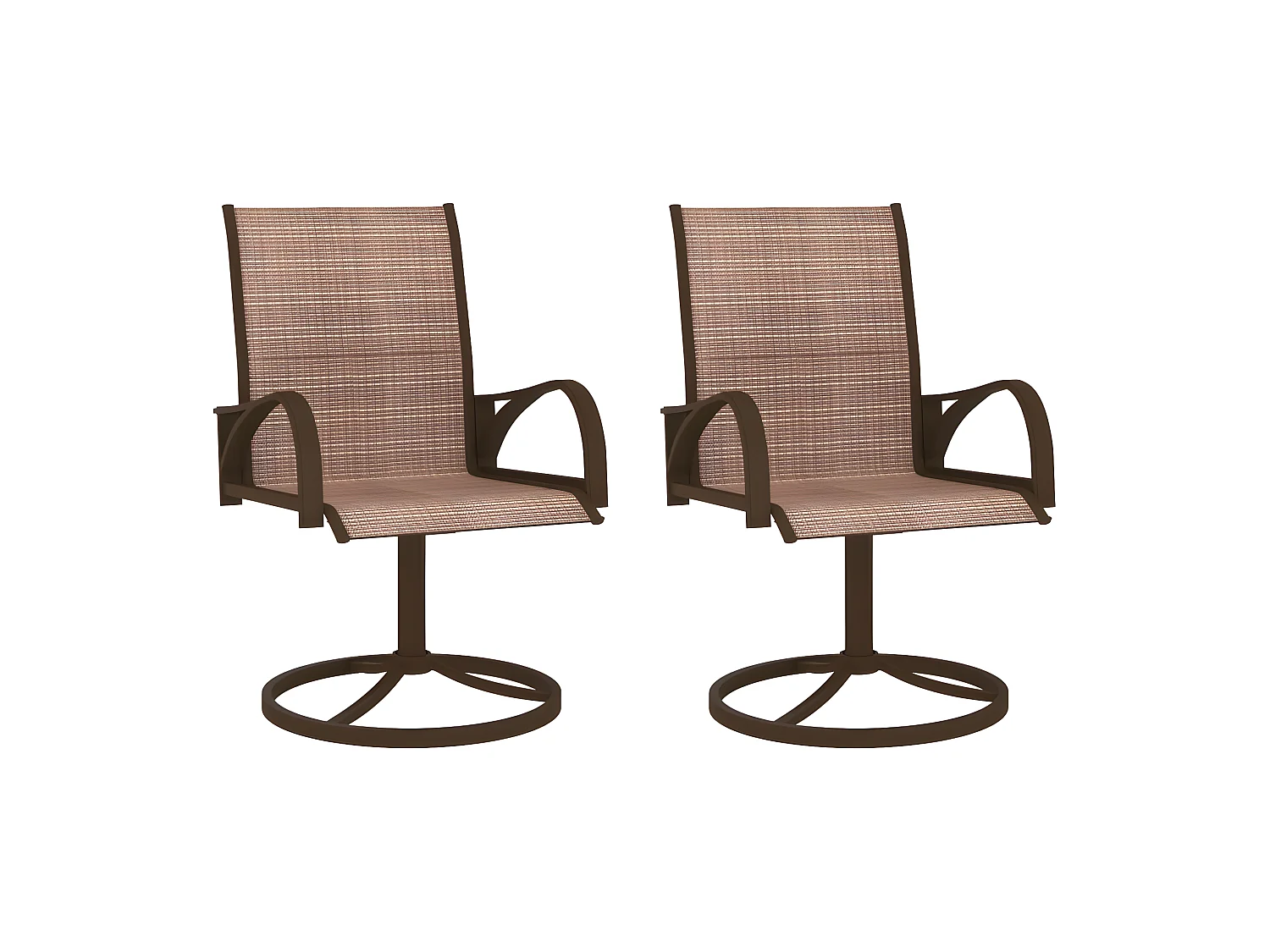 Chaises pivotantes de jardin 2 pcs Textilène et acier Marron SEF75275
