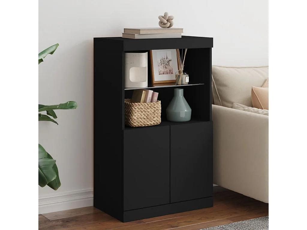 Sideboard mit LED-Leuchten Anrichte Schwarz 60,5x37x100 cm -RM89532