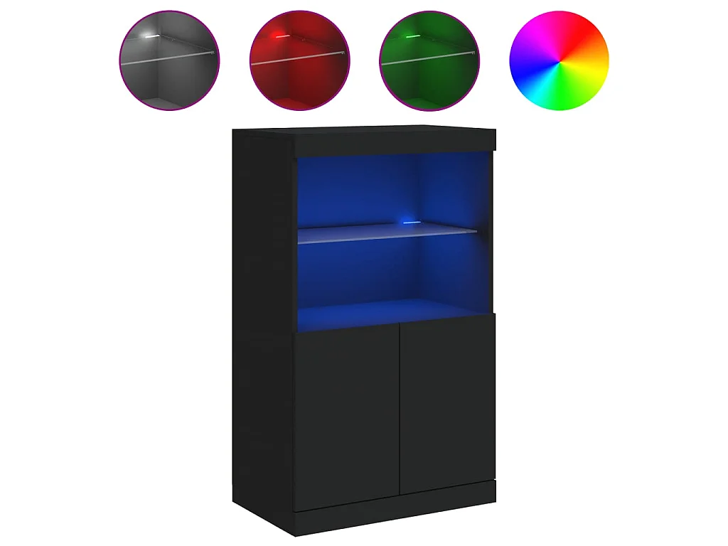Sideboard mit LED-Leuchten Anrichte Schwarz 60,5x37x100 cm -RM89532