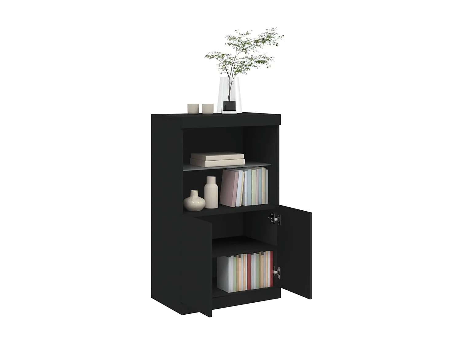 Sideboard mit LED-Leuchten Anrichte Schwarz 60,5x37x100 cm -RM89532