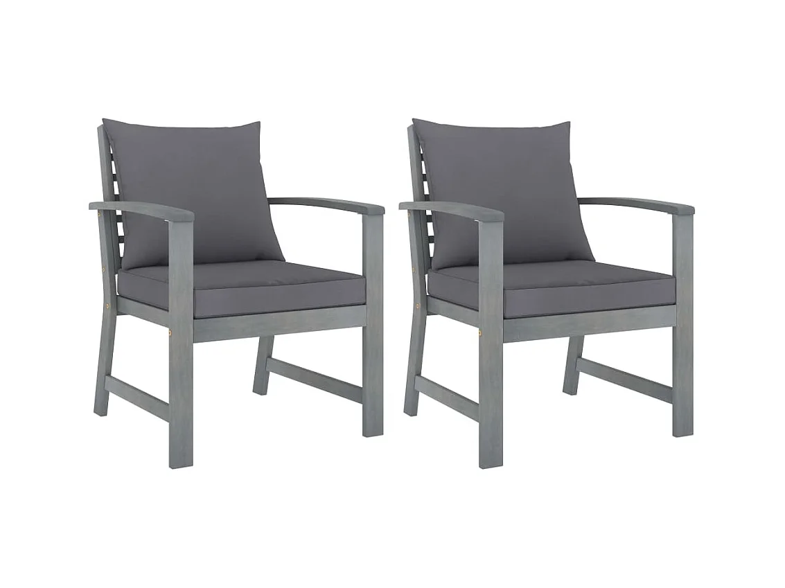 Chaises de jardin 2 pcs avec coussins gris foncé Bois d'acacia SEF10680