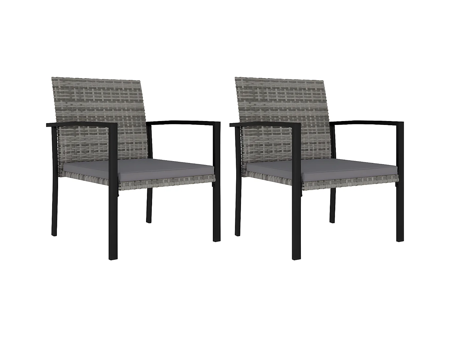 Chaises de salle à manger de jardin 2 pcs Résine tressée Gris SEF75047