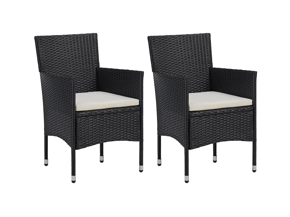 Chaises de jardin 2 pcs Résine tressée Noir SEF63777