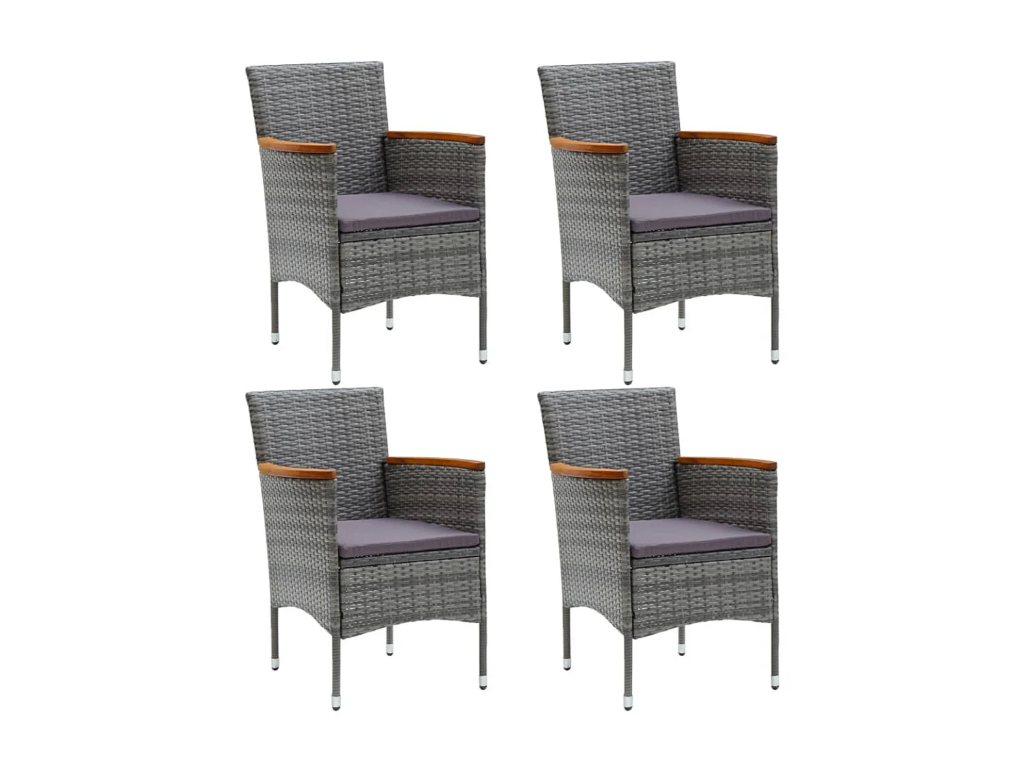 Chaises de salle à manger de jardin 4 pcs Résine tressée Gris SEF24574