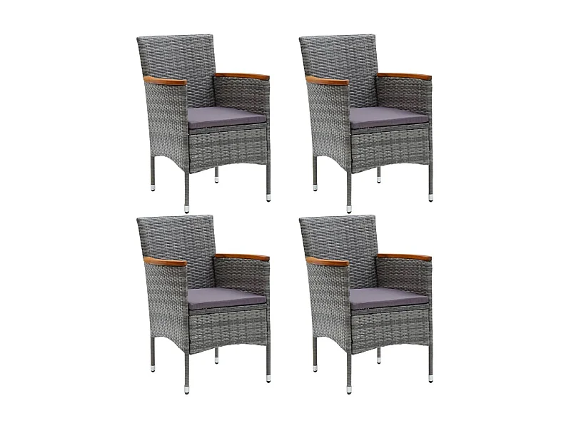 Chaises de salle à manger de jardin 4 pcs Résine tressée Gris SEF24574