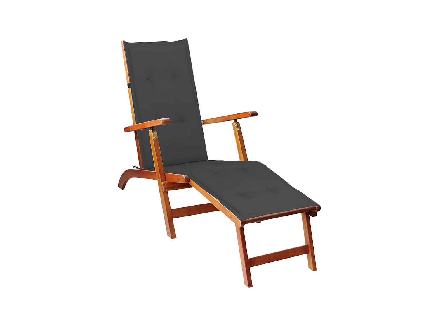 Chaise de terrasse avec repose-pied et coussin Acacia solide SEF77898