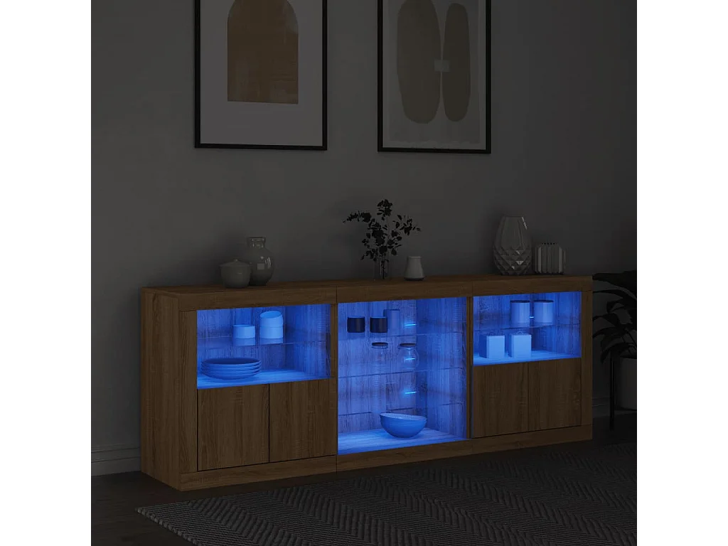 Sideboard mit LED-Leuchten Anrichte Sonoma-Eiche 181,5x37x67 cm -RM49082