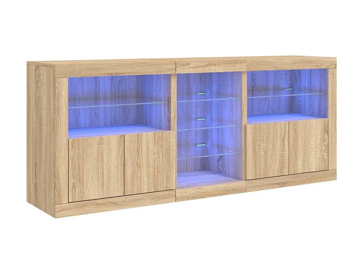 Sideboard mit LED-Leuchten Anrichte Sonoma-Eiche 181,5x37x67 cm -RM49082