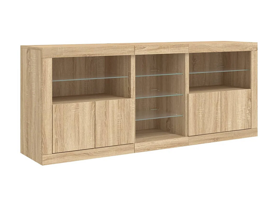 Sideboard mit LED-Leuchten Anrichte Sonoma-Eiche 181,5x37x67 cm -RM49082